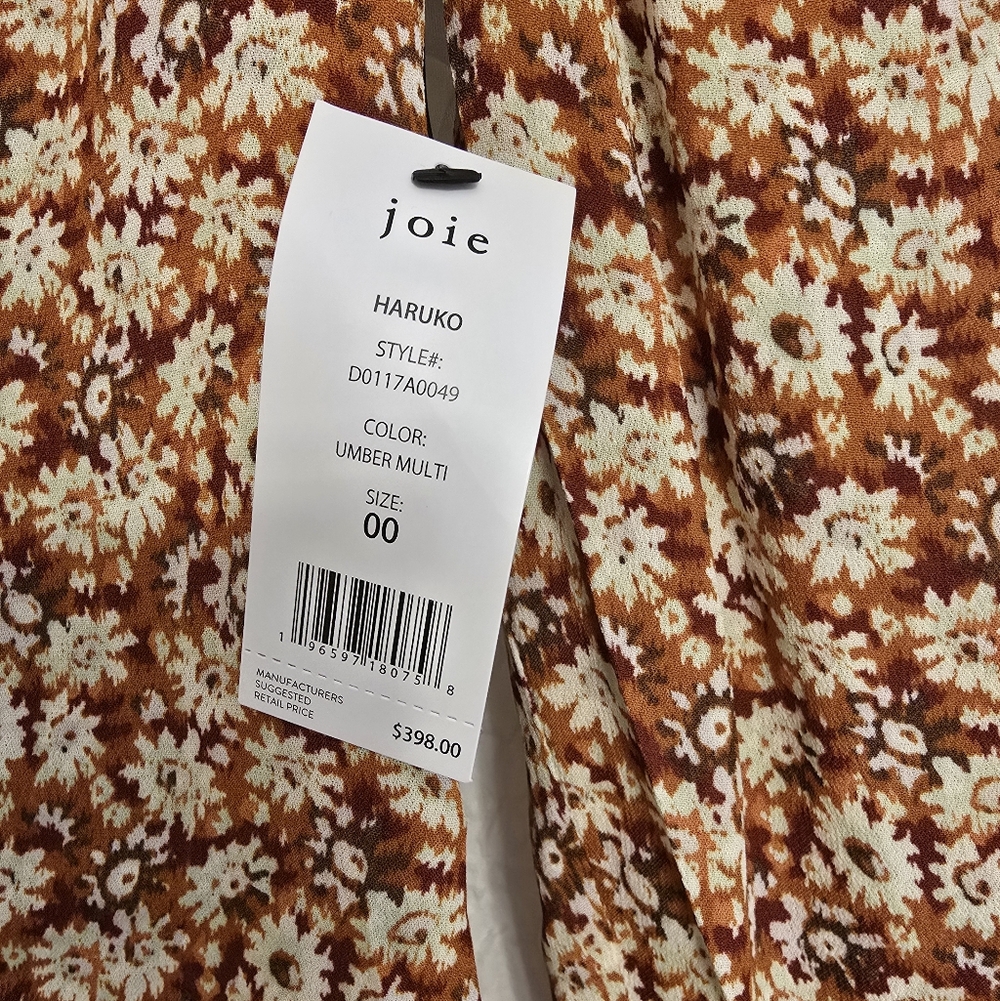Joie Long Sleeve Floral Dress - Brown and Cream - Picture 2 of 4